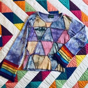 Colorful‎ Rainbow Patchwork Long Sleeve Top